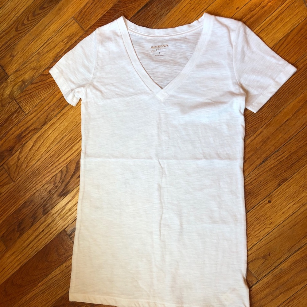White Cotton V-Neck Tee